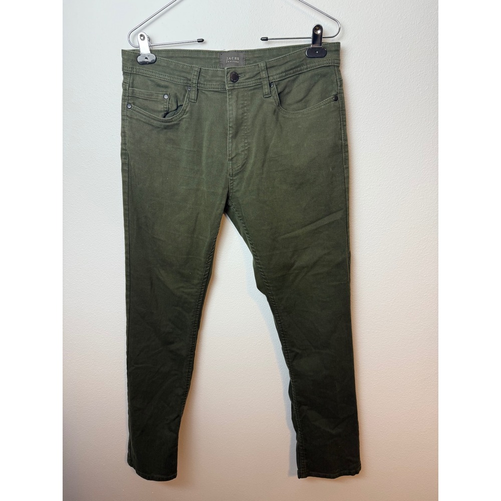Jachs New York Mens Olive Green Slim‎ Fit 5-Pocket Twill Pants Chinos
